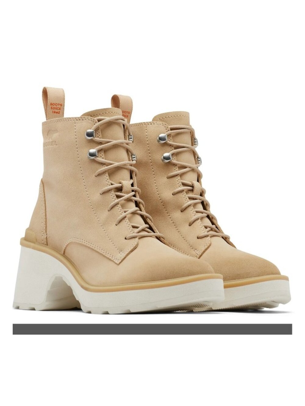 Sorel Hi-Line Heel Lace Up Women's Waterproof Suede Ankle Boots Ceramic Size 9